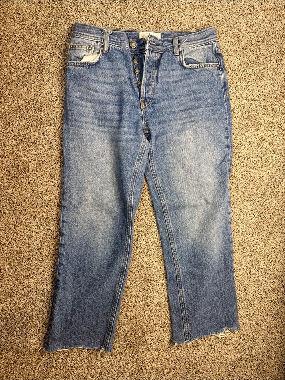 We The Free Light Blue Straight-Leg Women’s Cropped Jeans